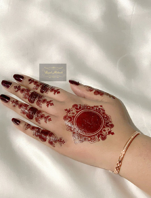 Instant Henna Temporary Tattoo | Maroon Hand Sticker | Rubina