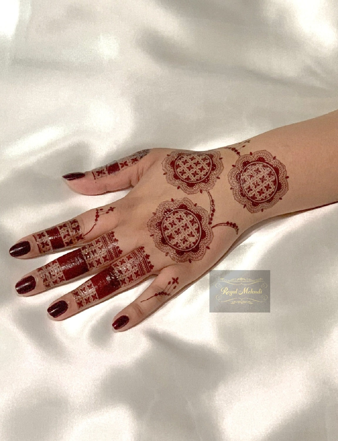 Instant Henna Temporary Tattoo | Maroon Hand Sticker | Rumaisa